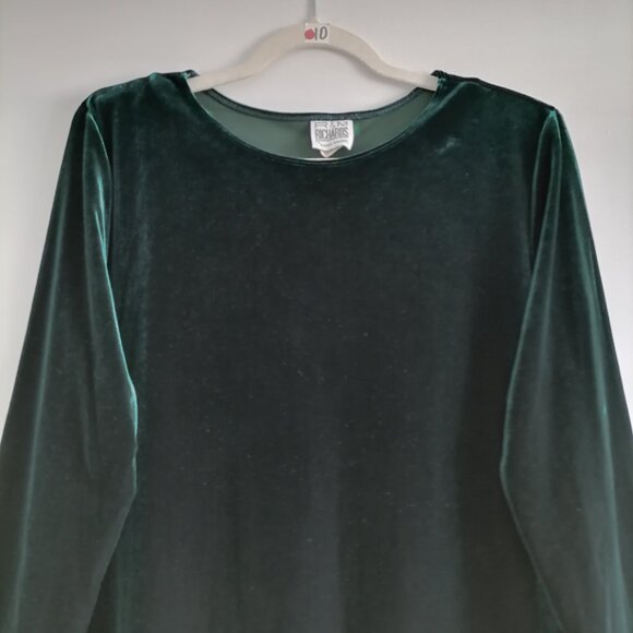 R&M Richards By Karen Kwong Womens Green  3/4 Sleeve Velvet Blouse Top Size 16 - Picture 2 of 8